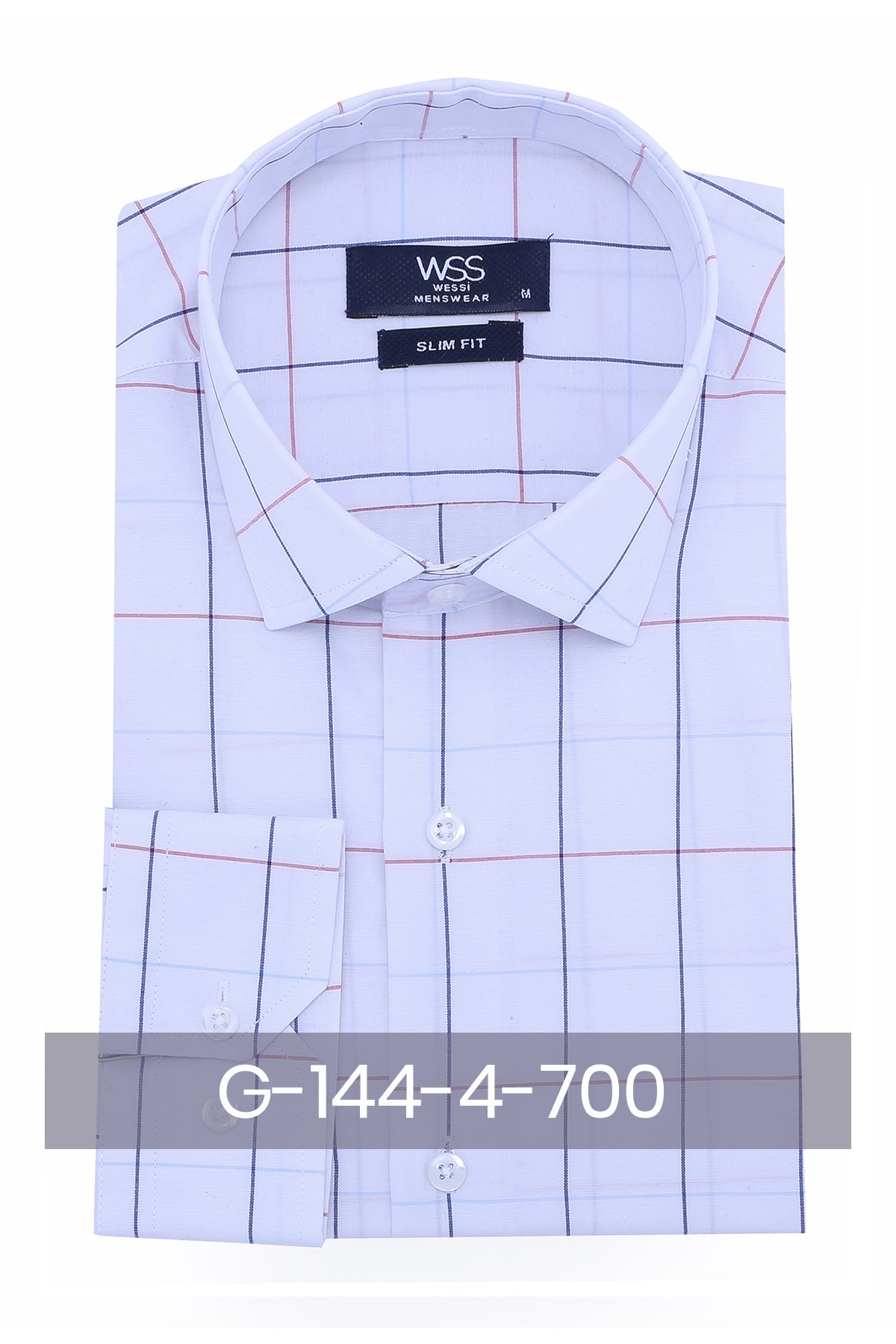 White Slim Fit Plaid Men's Shirt | Wessi