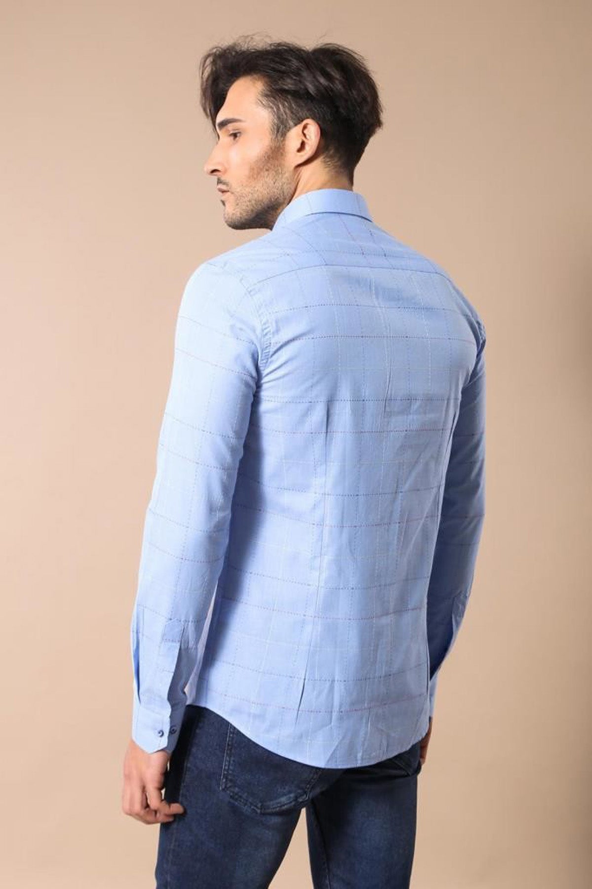 Slim Fit Plaid Blue Shirt - Wessi