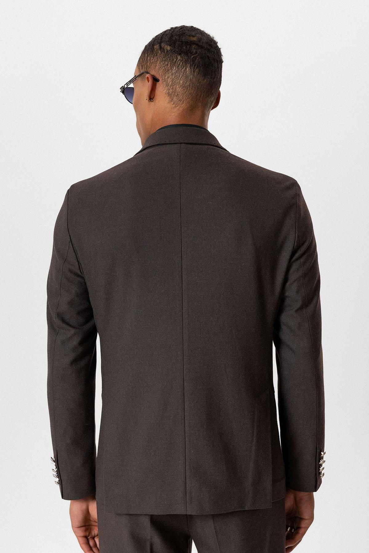 Brown Crop Fit Suede Men's Jacket - Wessi