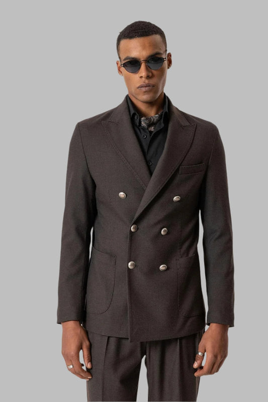 Brown Crop Fit Suede Men's Jacket - Wessi
